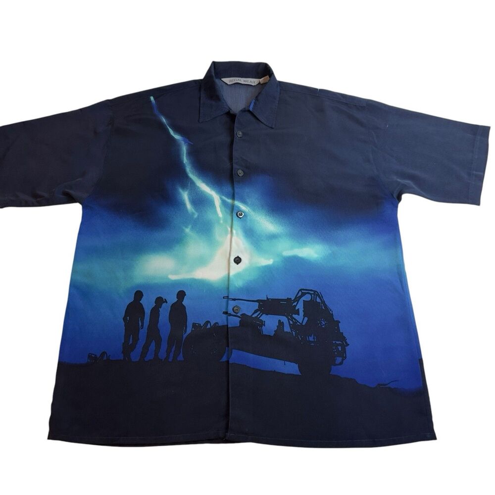 Regal Wear Shirt Men’s Short Sleeve‎ Button Up Military Blue Size L